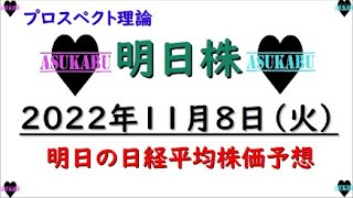 【明日株】明日の日経平均株価予想　2022年11月8日　プロスペクト明日株の巻( ;∀;)