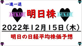 【明日株】明日の日経平均株価予想　2022年12月15日 一進一退も、一歩進むぜ！の巻(/ω＼)