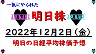 【明日株】明日の日経平均株価予想　2022年12月2日　急落に飲まれるの巻(/ω＼)