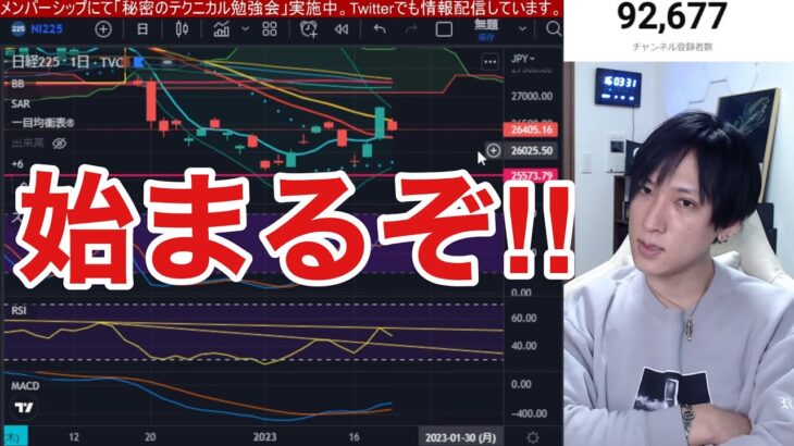 【1/19、円高加速で日本株がピンチ！！】日銀金融政策維持なのにドル円急落で日経平均下落。銀行株も下落。米国株が業績相場以降で大幅安。ナスダック、半導体株は金利低下で上がる？