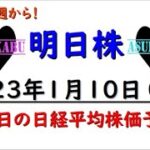 【明日株】明日の日経平均株価予想　2023年1月10日　今週から本気出すの巻(/ω＼)