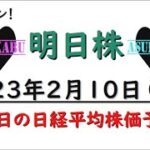 【明日株】明日の日経平均株価予想　2023年2月10日　週末の明日株氏　しっかりとプラテンで今週を終えるの巻(/ω＼)