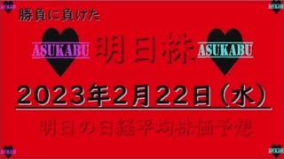 【明日株】明日の日経平均株価予想　2023年2月22日 根拠のない自信はダメの巻( ﾟДﾟ)