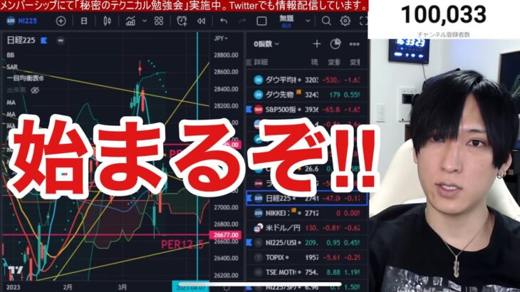 【3/23、円高爆速でドル円、日本株下落】日経平均○月○日に警戒か？FOMC通過で米国株急落。グロースシフト加速でナスダック先物急反発。SVBショック乗り越えるか。