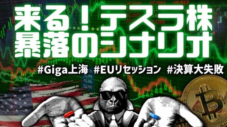 テスラ株大暴落のシナリオはこれだ！EUリセッション、Giga上海売れず値下げ、決算大失敗！