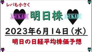 【明日株】明日の日経平均株価予想　2023年6月14日予想を外した時こそポジションを小さくの巻( *´艸｀)