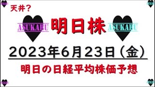 【明日株】明日の日経平均株価予想　2023年6月23日　天井。