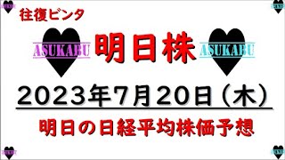 【明日株】明日の日経平均株価予想　2023年7月20日　往復ビンタは痛いの巻(´;ω;｀)