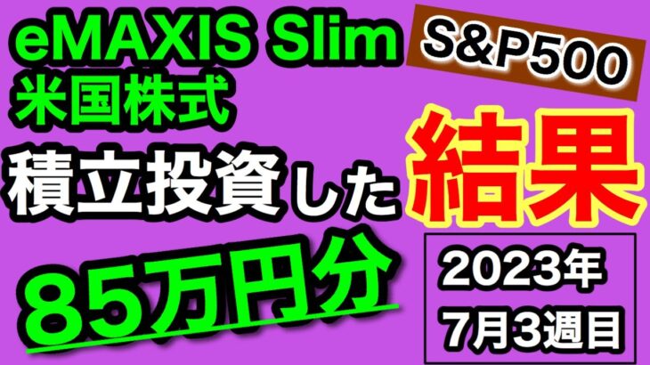 【つみたてNISA/投資信託】eMAXIS Slim 米国株式(S&P500) 1年3ヶ月目の運用成績公開 85万円を積立投資した結果(2023年7月3週目時点)