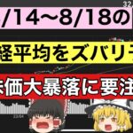 【日経平均予想】今週(8/14〜8/18)の日経平均株価をズバリ予想！株価大暴落に要注意！儲かるトレード戦略【ゆっくり解説】日経225先物　投資