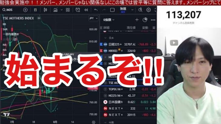 【8/3.日本株の急落が止まらない！！】米国債格下げで日経平均が大幅安。ハイテク、半導体株弱い。海運株は自社株買いで急騰。米国株、ナスダックもチャート崩れる。仮想通貨ビットコインどうなる？