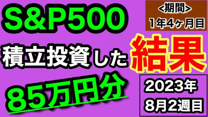 【つみたてNISA/投資信託】eMAXIS Slim 米国株式(S&P500) 1年4ヶ月目の運用成績公開 85万円を積立投資した結果(2023年8月2週目時点)