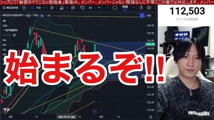 【日本株強すぎるぞ！！円安加速で日経平均大幅高。空売り勢必死の買戻し。YCC修正で銀行株上昇。自動車関連は強いが半導体株弱い。米国株、ナスダック、仮想通貨ビットコインどうなるん？