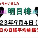 【明日株】明日の日経平均株価予想　2023年9月4日　やちゃいました( ﾟДﾟ)の巻