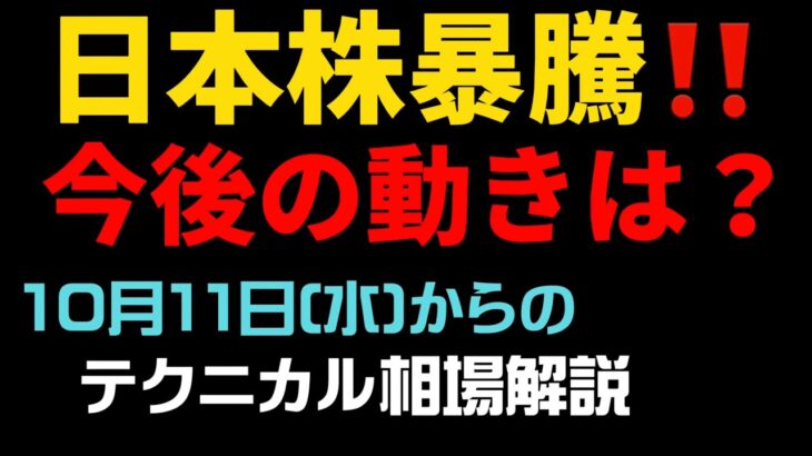 【相場解説】日本株爆上げ！今後の動きは？23.10.11㈬からの相場展望　　３ヶ月でマスターしよう！「初心者向け集中セミナー」を開催します！　詳細は概要欄をご覧ください！