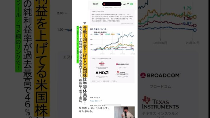 今最も利益を上げてる米国株は半導体業界！エヌビディアの純利益率が過去最高で４６%。株価は１年で３倍に。#米国株  #NISA  #配当  #株