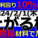 2024/2/1(木) に株価が上がる株、ストップ高候補株、株式投資・デイトレの参考に。アイティメディア、三ツ知、菱友システムズ、トーイン、テクマトリックス、ベガコーポ、きんでん、虹技、三菱化工機