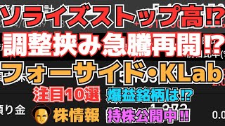 【株投資】『ソライズ』ストップ高‼今年初IPO勢い止まらず⁉,『フォーサイド』ストップ高から地獄のナイアガラ!?,『KLab』決算跨ぎ大失敗!?急落へ⁉【掲示板トレーダー】