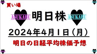 【明日株】明日の日経平均株価予想　2024年4月1日 買い場到来の巻(*’ω’*)