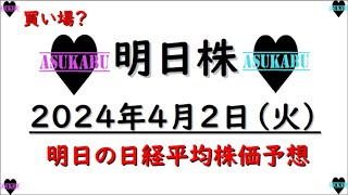 【明日株】明日の日経平均株価予想　2024年4月2日　社会人は結果が全ての巻(*’ω’*)