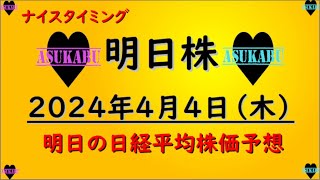 【明日株】明日の日経平均株価予想　2024年4月4日　先読みトレードbの巻(*’ω’*)