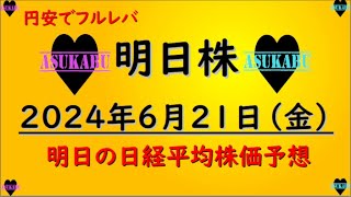 【明日株】明日の日経平均株価予想　2024年6月21日　円安フルレバ作戦で来週勝利(*’ω’*)