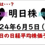 【明日株】明日の日経平均株価予想　2024年6月5日　下がったら買い！の巻(*’ω’*)