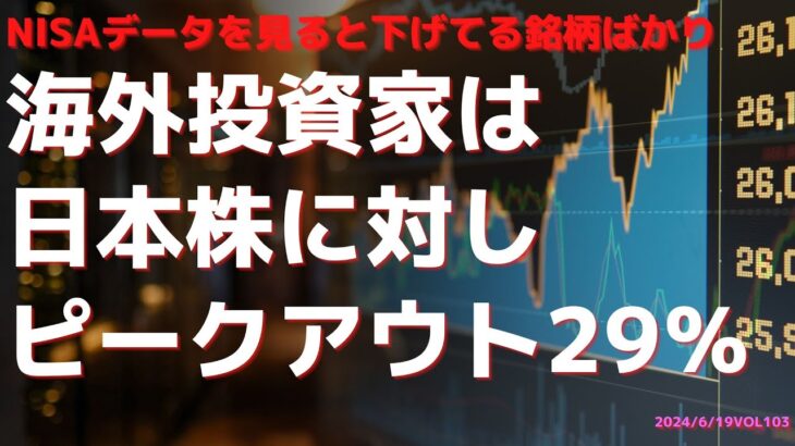 海外投資家は日本株に対しピークアウト29％   NISAデータを見ると下げてる銘柄ばかり