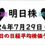 【明日株】明日の日経平均株価予想　2024年7月29日　緊張感の巻(*’ω’*)