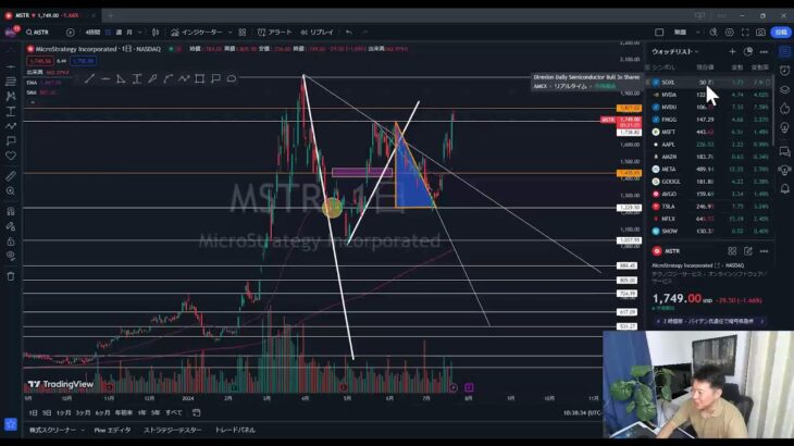 【Vlog】2024.7.22  米国株最新チャート分析 半導体 ナスダック100 NYダウ S&P500 ラッセル2000 オルカン 全米 FANG＋金融 エネルギー ゴールド ビットコイン