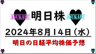 【明日株】明日の日経平均株価予想　2024年8月14日　あわてないの巻(*’ω’*)