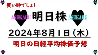 【明日株】明日の日経平均株価予想　2024年8月1日　8月初っ端から大幅下落の巻(*’ω’*)