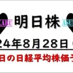 【明日株】明日の日経平均株価予想　2024年8月28日　次に大きく動いた方向がトレンドの巻(*’ω’*)