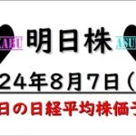 【明日株】明日の日経平均株価予想　2024年8月7日　円安で株高の繰り返しの巻(*’ω’*)