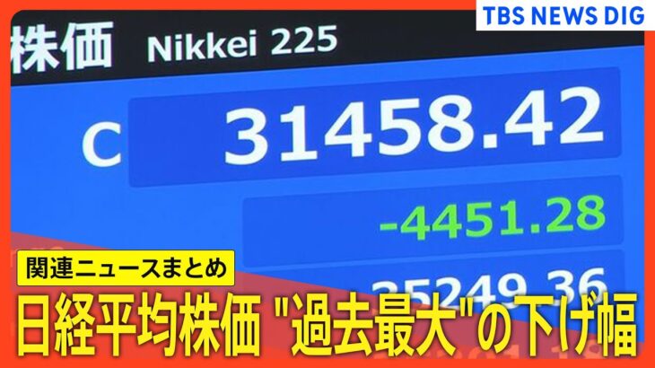 【過去最大の下落幅】日経平均株価の終値は4451円↓　下落率はリーマンショック･東日本大震災級【関連ニュースまとめ】