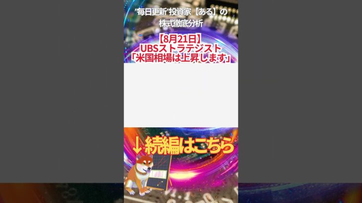 【8月21日】  UBSストラテジスト 「米国相場は上昇します」  #投資 #金融教育 #nisa ＃株式投資  ＃日経平均 #ナスダック #ダウ #ideco #エヌビディア #半導体