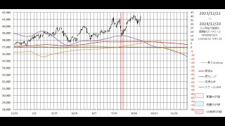 株初心者用 NYDow＆日経平均株価先物 長期予想見通しチャート 2024/12/20week 3months leading NYDow(DJI)&N225 indicator,dow future