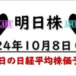 【明日株】明日の日経平均株価予想　2024年10月8日　日経平均乱高下でも最後は上がるの巻(*’ω’*)