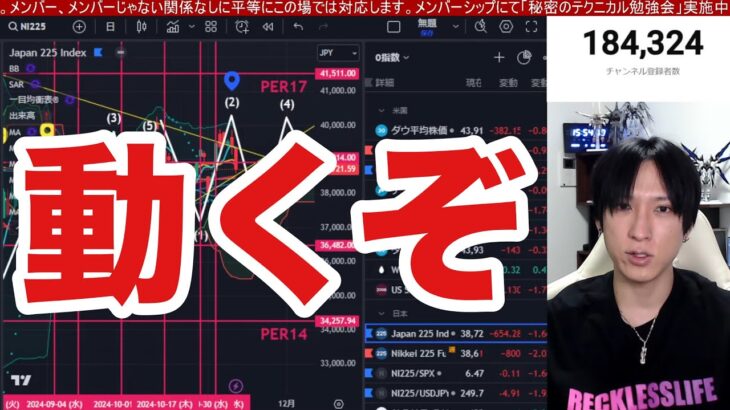 11/22【日本株動くぞ‼】日経平均上昇開始か。ドル円154円推移。米国株、ナスダック、半導体株どう動く。仮想通貨ビットコイン強すぎや