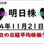 【明日株】明日の日経平均株価予想　2024年11月21日　インバースで勝負の巻(*’ω’*)