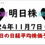 【明日株】明日の日経平均株価予想　2024年11月7日　日経がおかしな動きの巻(*’ω’*)