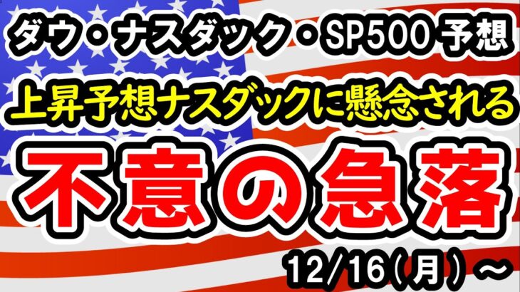 【ダウ・ナスダック・SP500】上昇予想継続のナスダックに懸念される、米長期金利上昇に伴う不意の反落【週間アメリカ株予想 2024/12/16～】