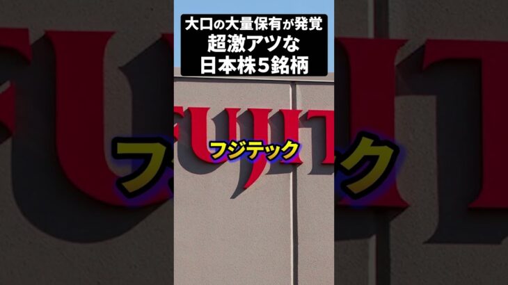 大口の大量保有が発覚超激アツな日本株５銘柄