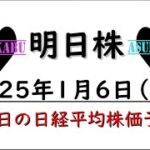 【明日株】明日の日経平均株価予想　2025年1月6日 今日からスタートの巻(^_-)-☆