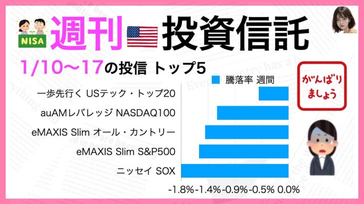 【投資信託🇺🇸 新NISA】週刊・投資信託　一歩先行く USテック・トップ20、-0.5%下落！