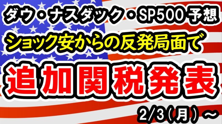 【ダウ・ナスダック・SP500】DeepSeekショック回復前に襲い来るカナダ・メキシコ・中国への関税、決算期待あるも雇用統計年次改定やISM景気指数も警戒【週間アメリカ株予想 2025/2/3～】