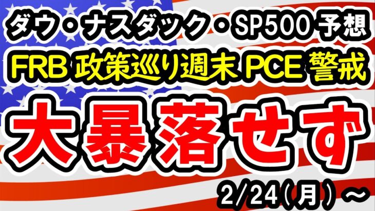 【ダウ・ナスダック・SP500】弱い指標は下落材料も、金曜日のPCEから変化する可能性を警戒！今回の下落は大暴落にはならないと予想【週間アメリカ株予想 2025/2/24～】