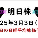 【明日株】明日の日経平均株価予想　2025年3月3日