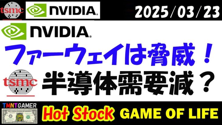 【 NVIDIA・TSMC最新ニュース 】米株：日本株よりも弱い！エヌビディア！中国ファーウェイは脅威！TSMC！関連ニュースから半導体需要減？【米国株/美股】20250323